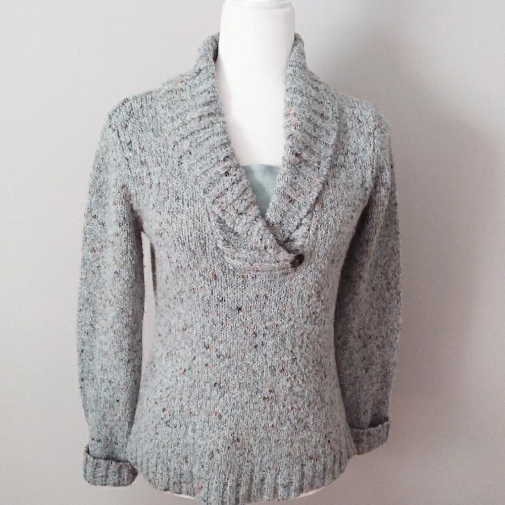Charter Club Bulky Knit Blue Tweed Sweater
